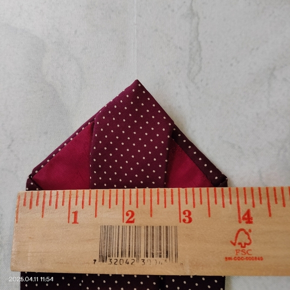 Leonardo Strelli Tie Rack Maroon Off White Swiss Dot Silk NeckTie Made In Italy - Picture 7 of 12
